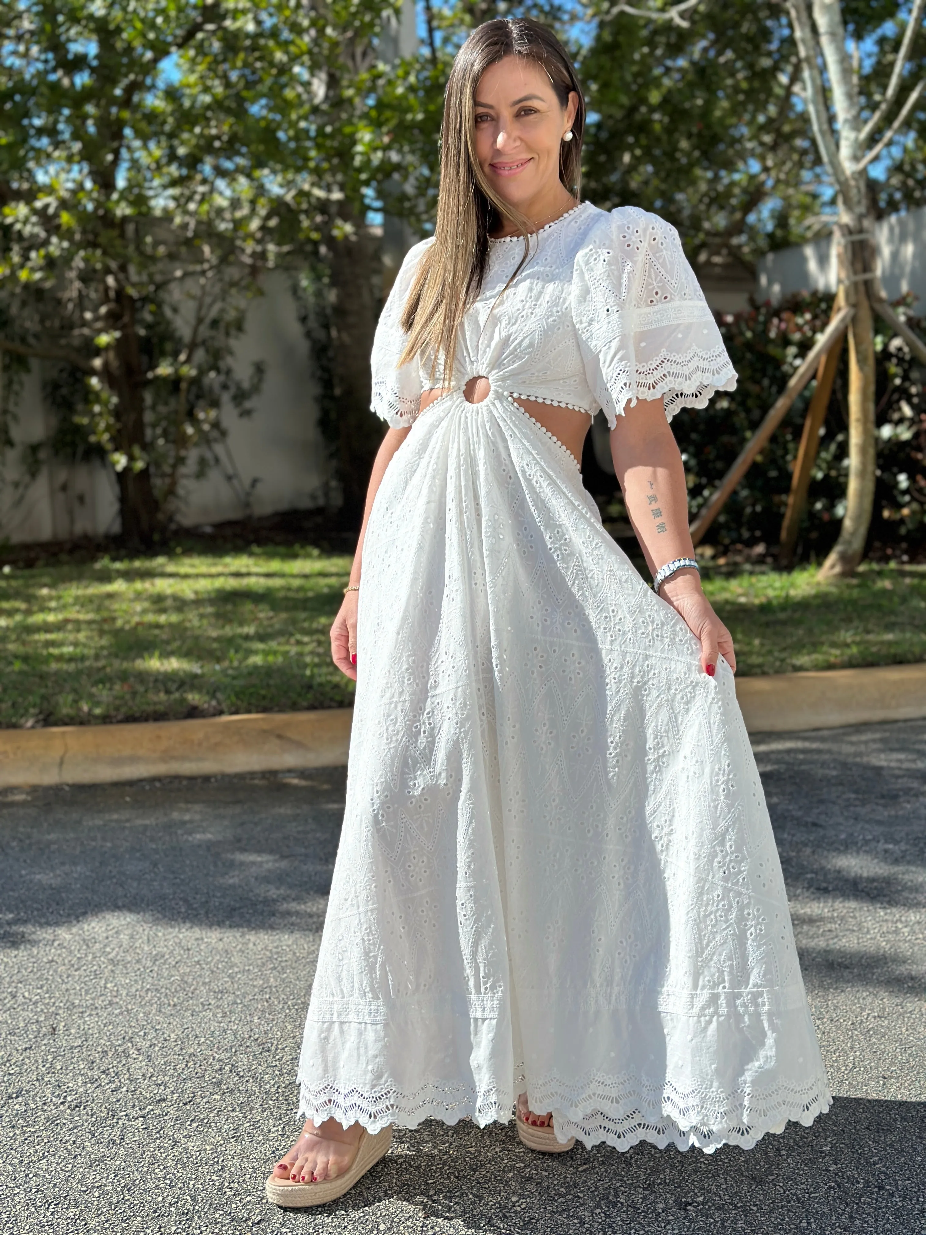 "Chantelle"  Puffy Sleeve Cut Out Dress