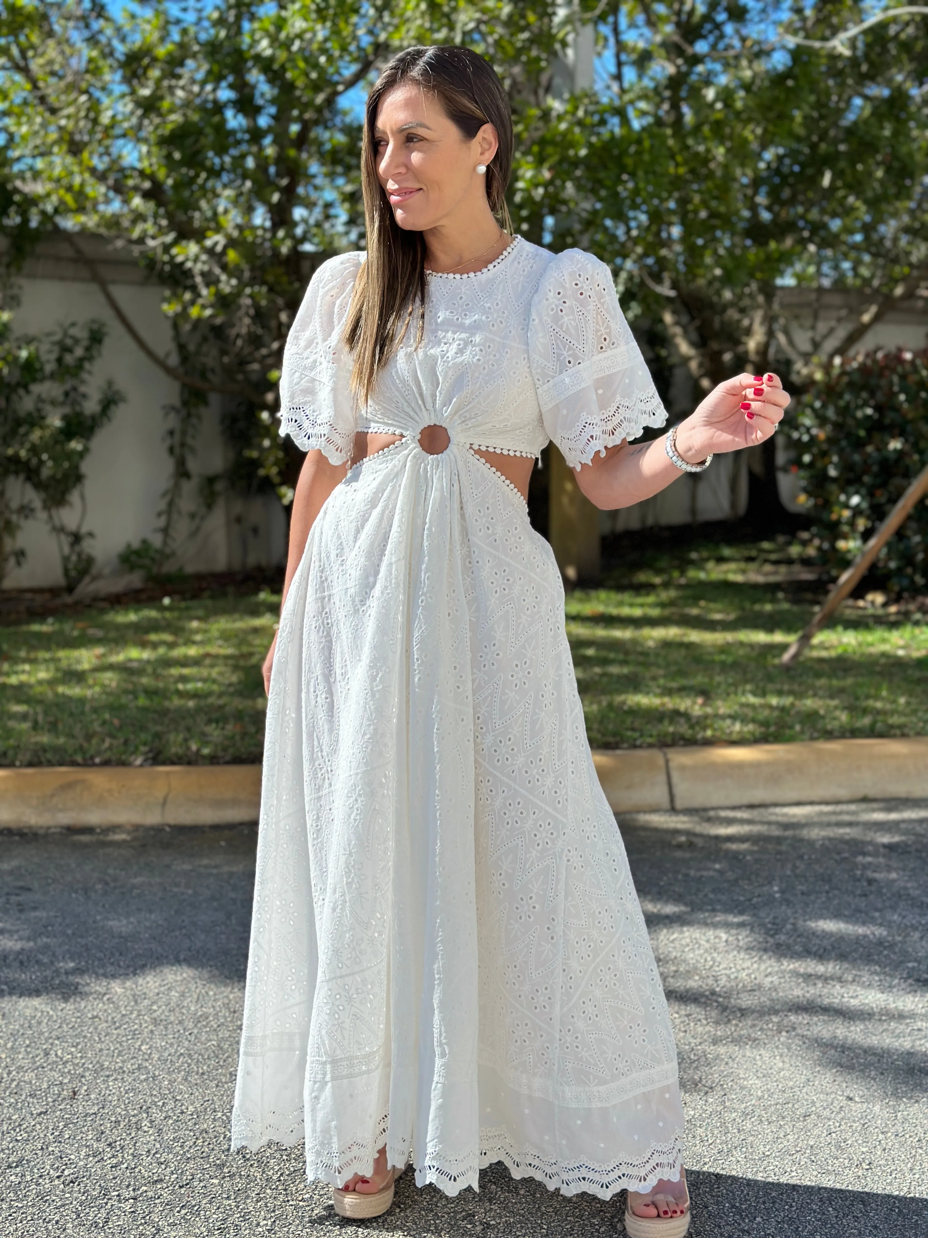 "Chantelle"  Puffy Sleeve Cut Out Dress