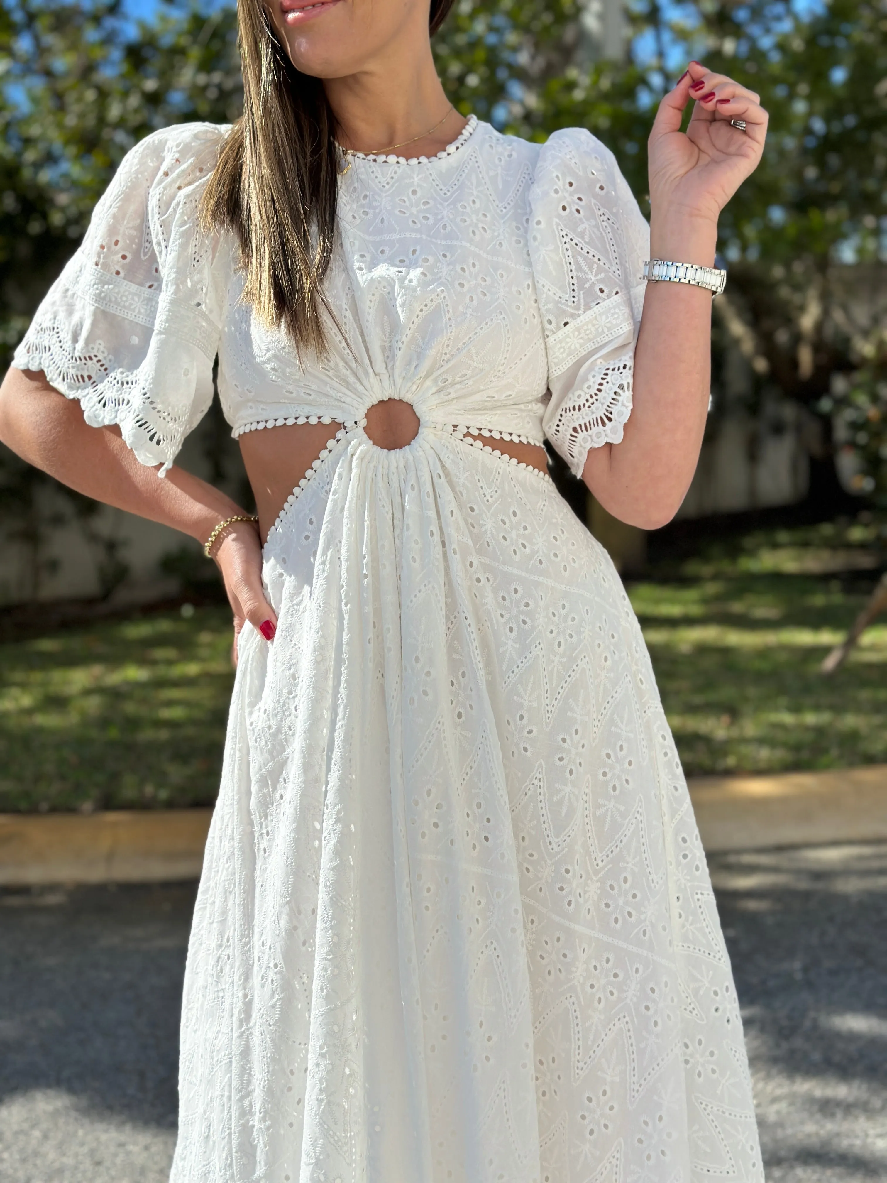 "Chantelle"  Puffy Sleeve Cut Out Dress