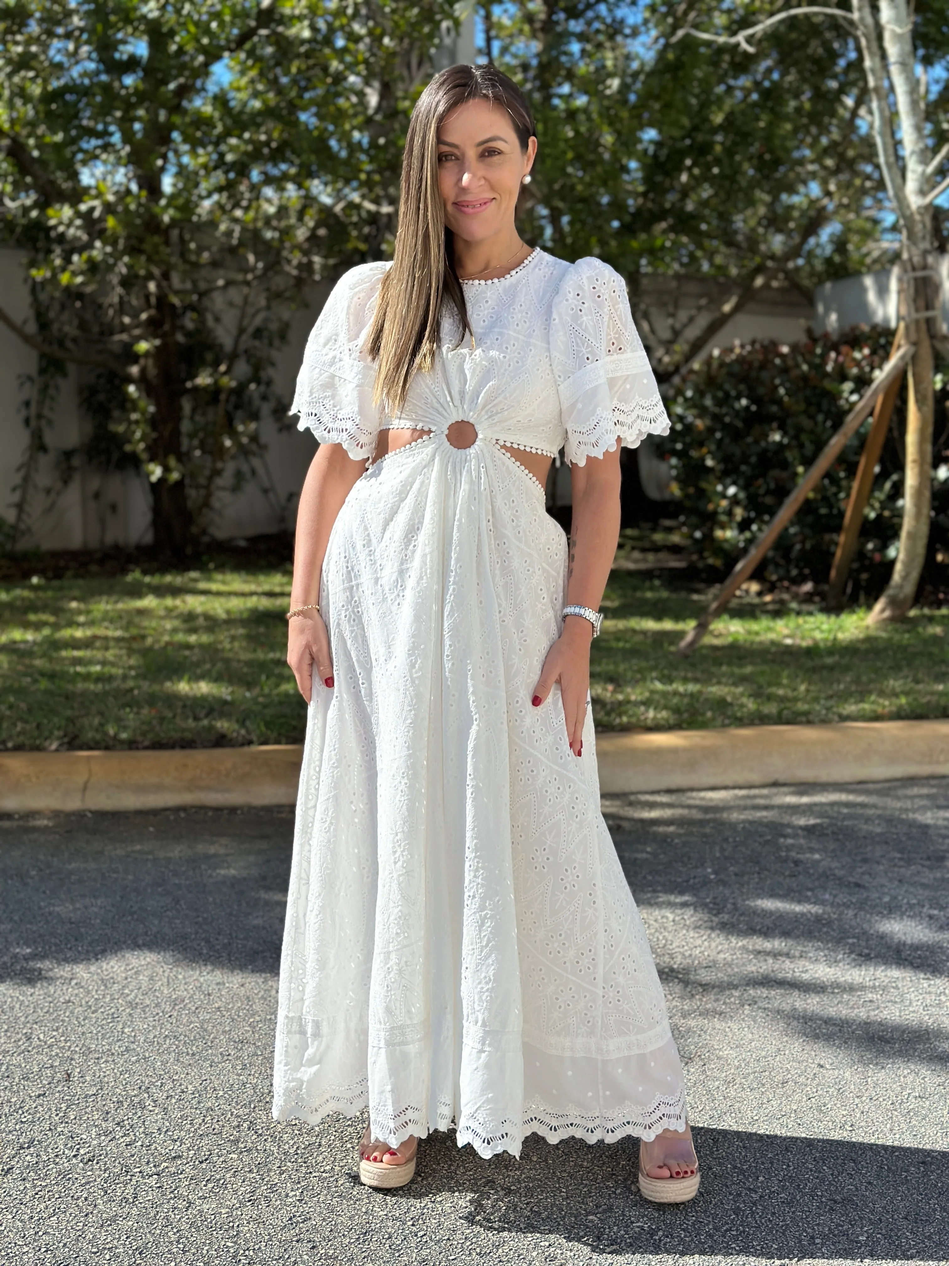 "Chantelle"  Puffy Sleeve Cut Out Dress