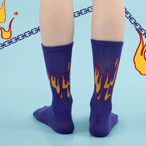 "FLAME" Chaussettes Montantes Blanc streetwear - URB1™