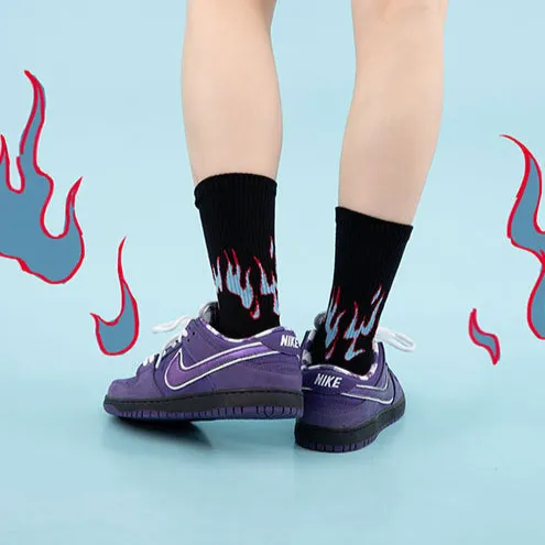 "FLAME" Chaussettes Montantes Blanc streetwear - URB1™