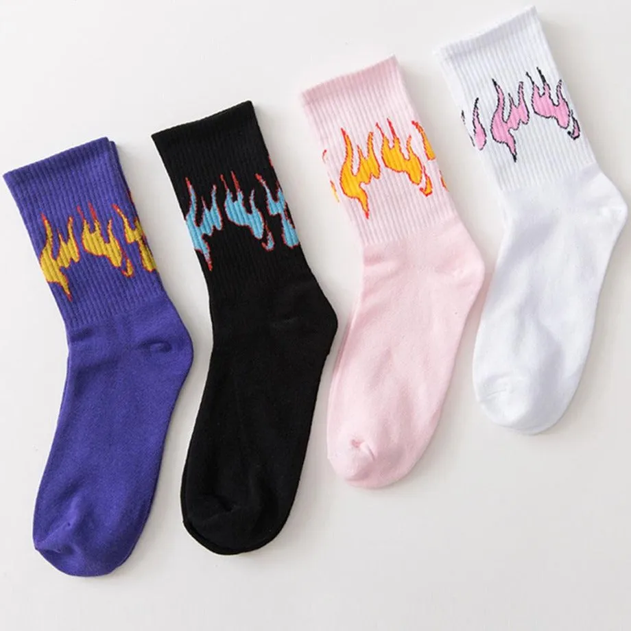"FLAME" Chaussettes Montantes Blanc streetwear - URB1™