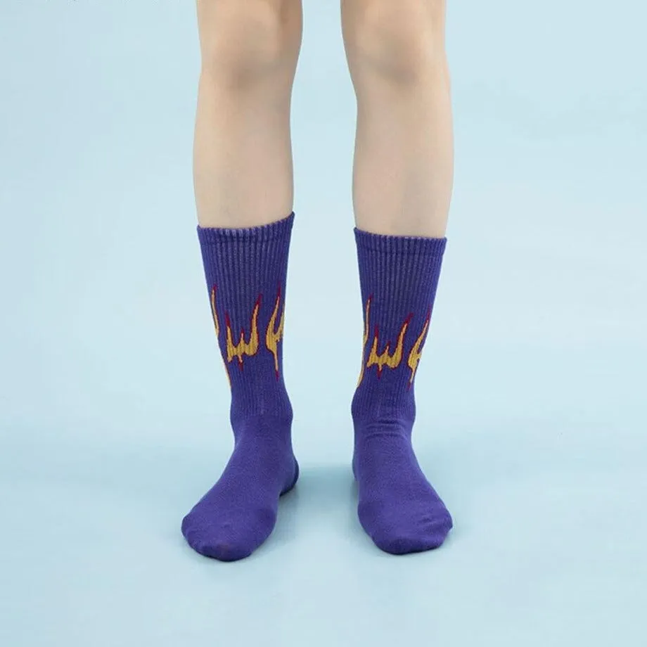 "FLAME" Chaussettes Montantes Blanc streetwear - URB1™