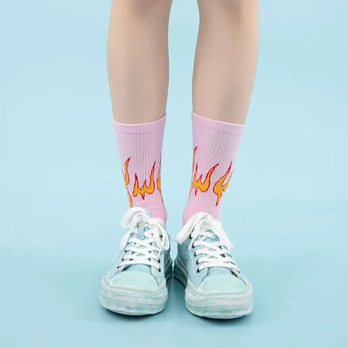 "FLAME" Chaussettes Montantes Blanc streetwear - URB1™