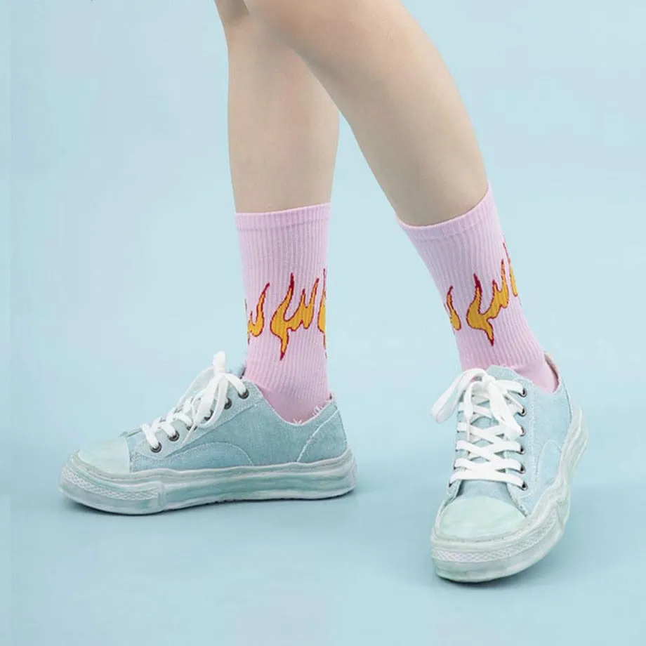 "FLAME" Chaussettes Montantes Blanc streetwear - URB1™