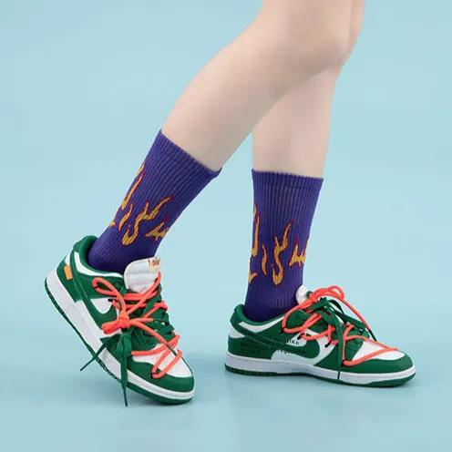 "FLAME" Chaussettes Montantes Blanc streetwear - URB1™