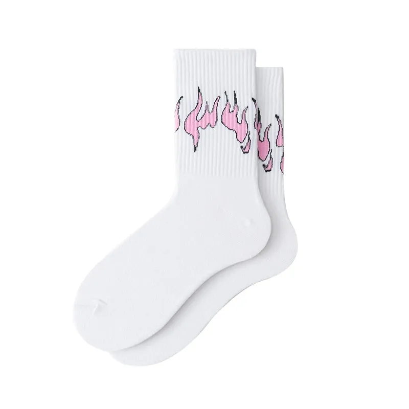 "FLAME" Chaussettes Montantes Blanc streetwear - URB1™
