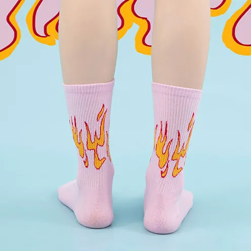 "FLAME" Chaussettes Montantes Blanc streetwear - URB1™