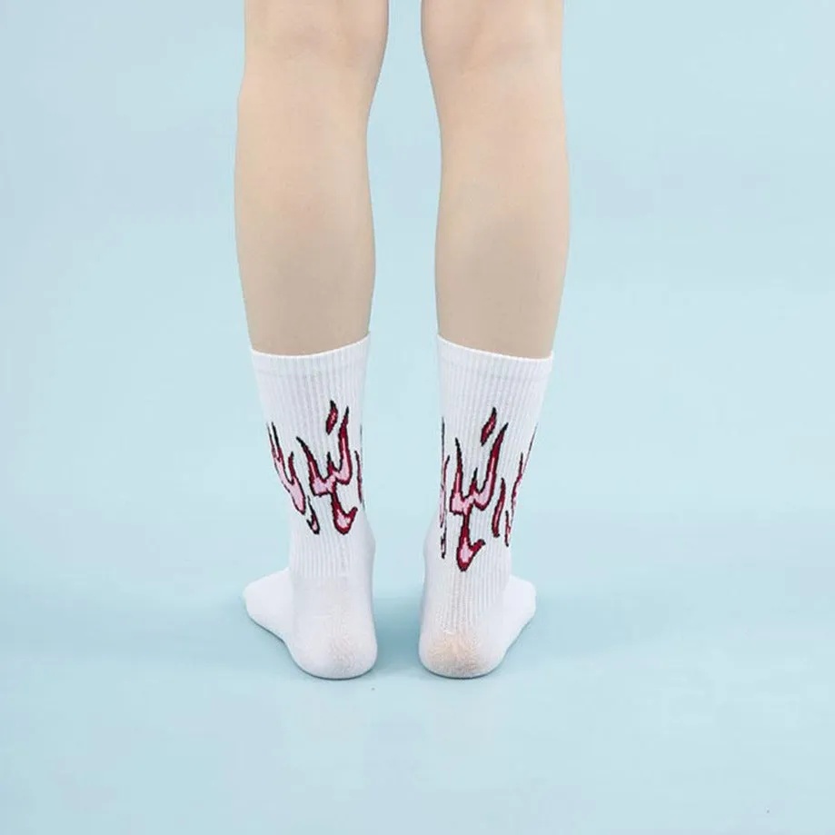 "FLAME" Chaussettes Montantes Blanc streetwear - URB1™