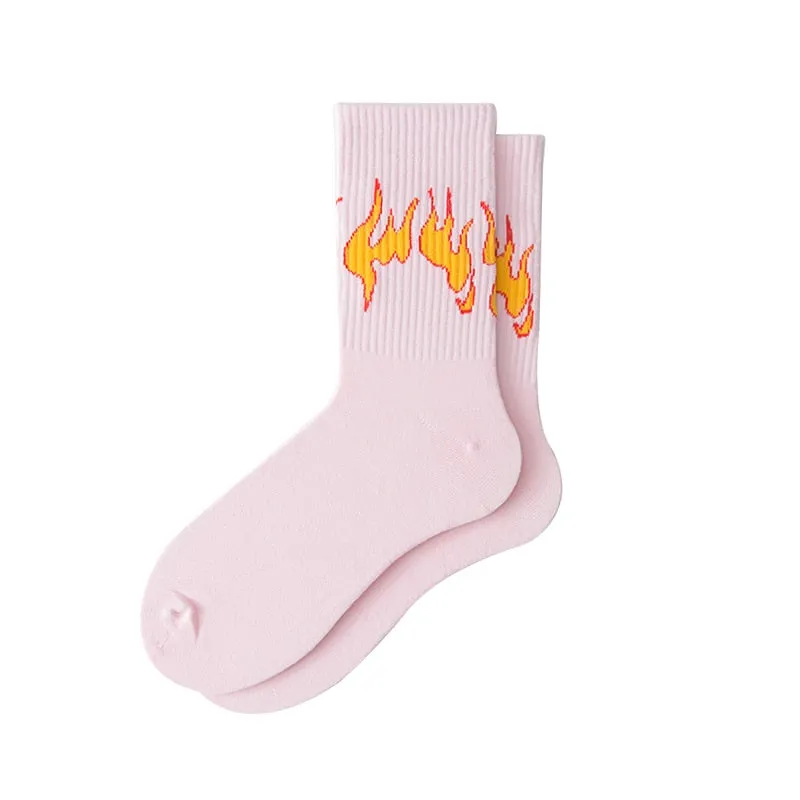 "FLAME" Chaussettes Montantes Blanc streetwear - URB1™