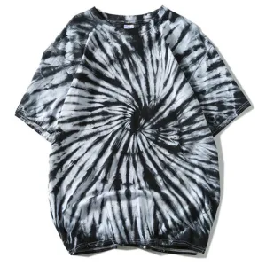 "Tie And Dye" T-shirt Gris Noir Délavé oversize - URB1™