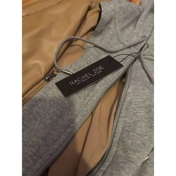 Rachel Zoe Women's Brown Leather Blazer Jacket Size M Mid-Length