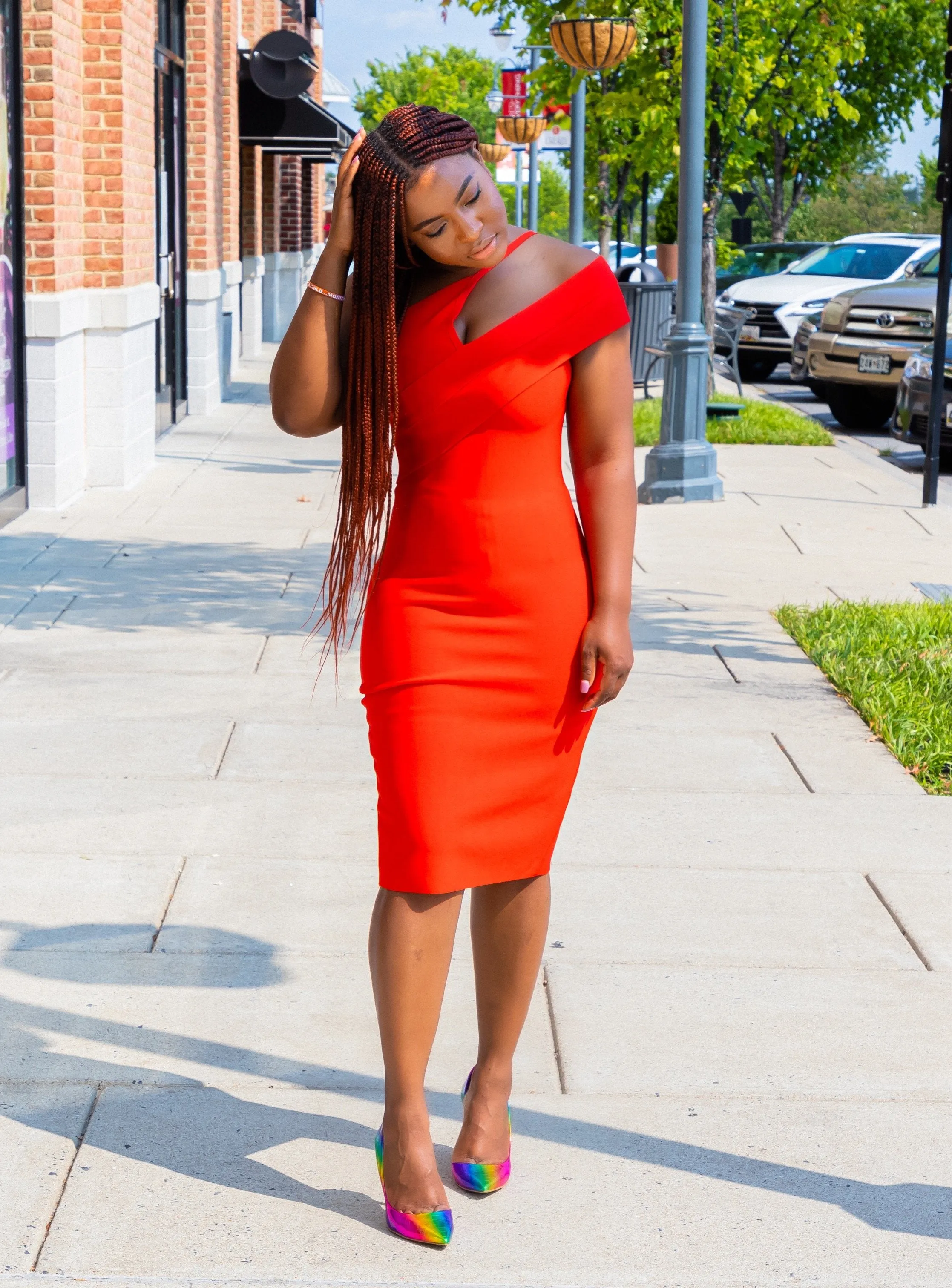 Red One Shoulder Sexy Dress