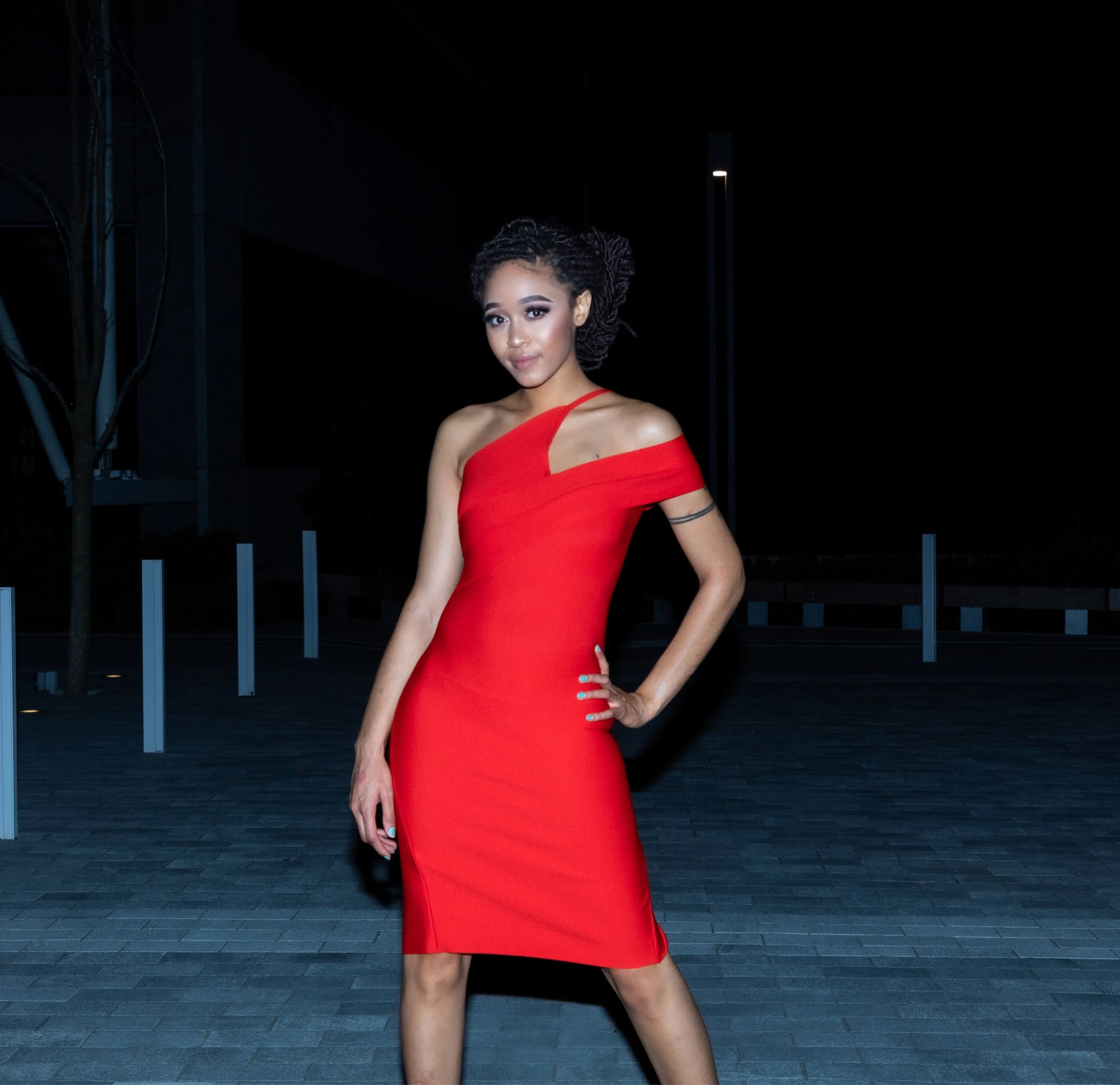 Red One Shoulder Sexy Dress