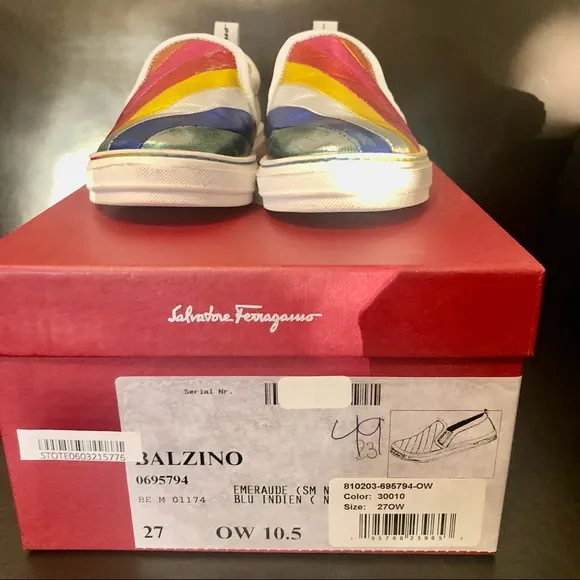 SALVATORE FERRAGAMO Multi Strip Leather Slip Ons