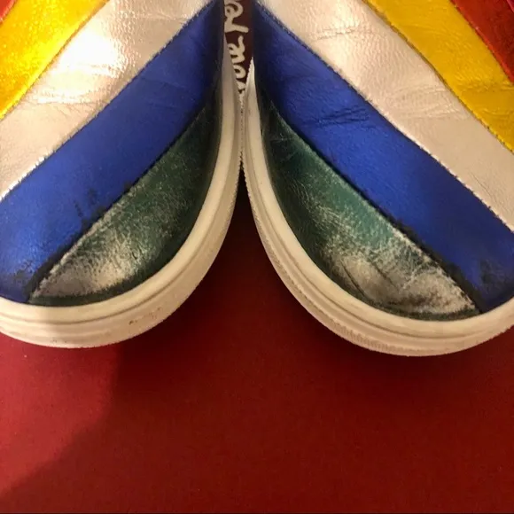 SALVATORE FERRAGAMO Multi Strip Leather Slip Ons