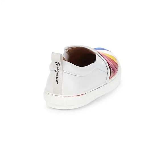 SALVATORE FERRAGAMO Multi Strip Leather Slip Ons