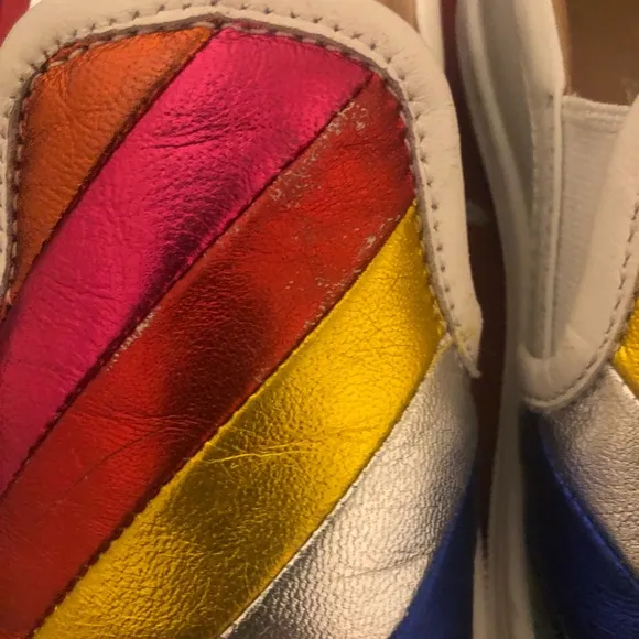 SALVATORE FERRAGAMO Multi Strip Leather Slip Ons