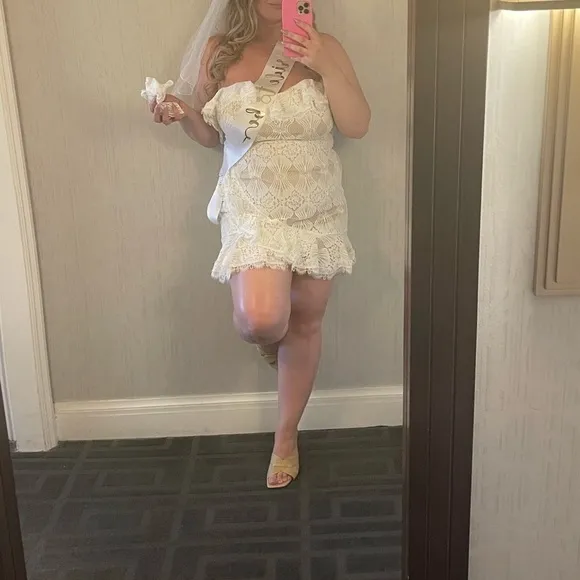 Selfie Leslie SEPTEMBER LACE MINI DRESS WHITE XXL US Size 12