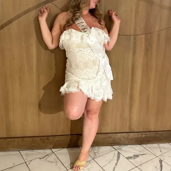 Selfie Leslie SEPTEMBER LACE MINI DRESS WHITE XXL US Size 12