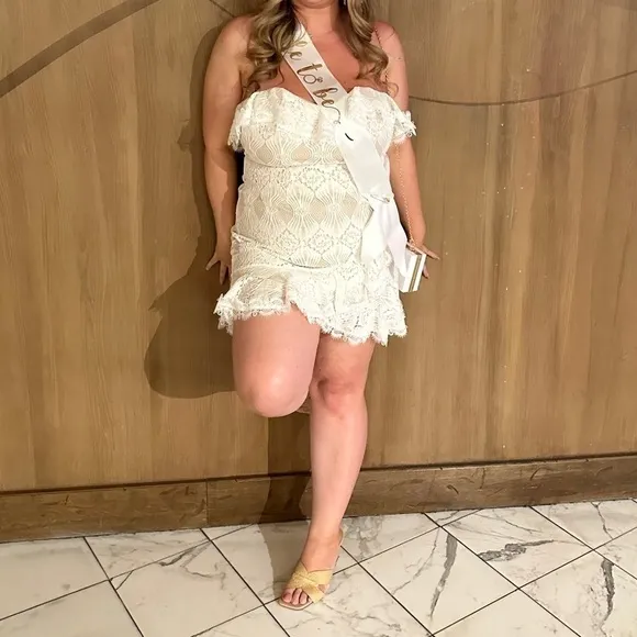 Selfie Leslie SEPTEMBER LACE MINI DRESS WHITE XXL US Size 12
