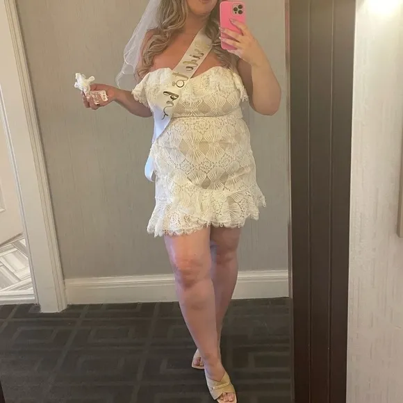 Selfie Leslie SEPTEMBER LACE MINI DRESS WHITE XXL US Size 12