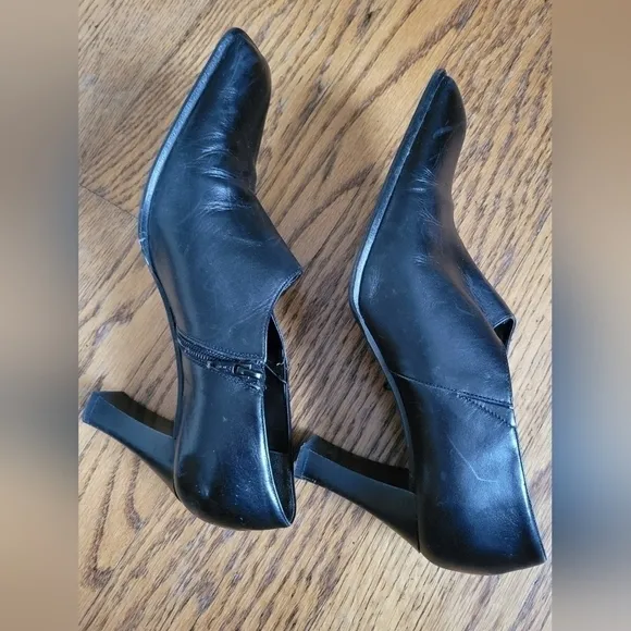 Sesto Meucci Italian Black Leather Booties Heels-Size 8M