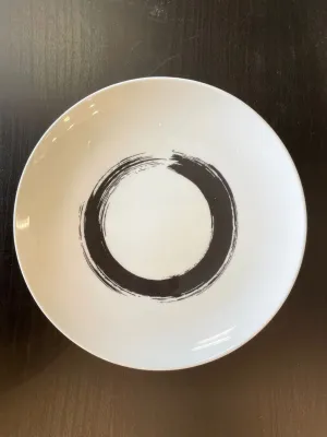 Set of 4 whie salad plate with black Design #10