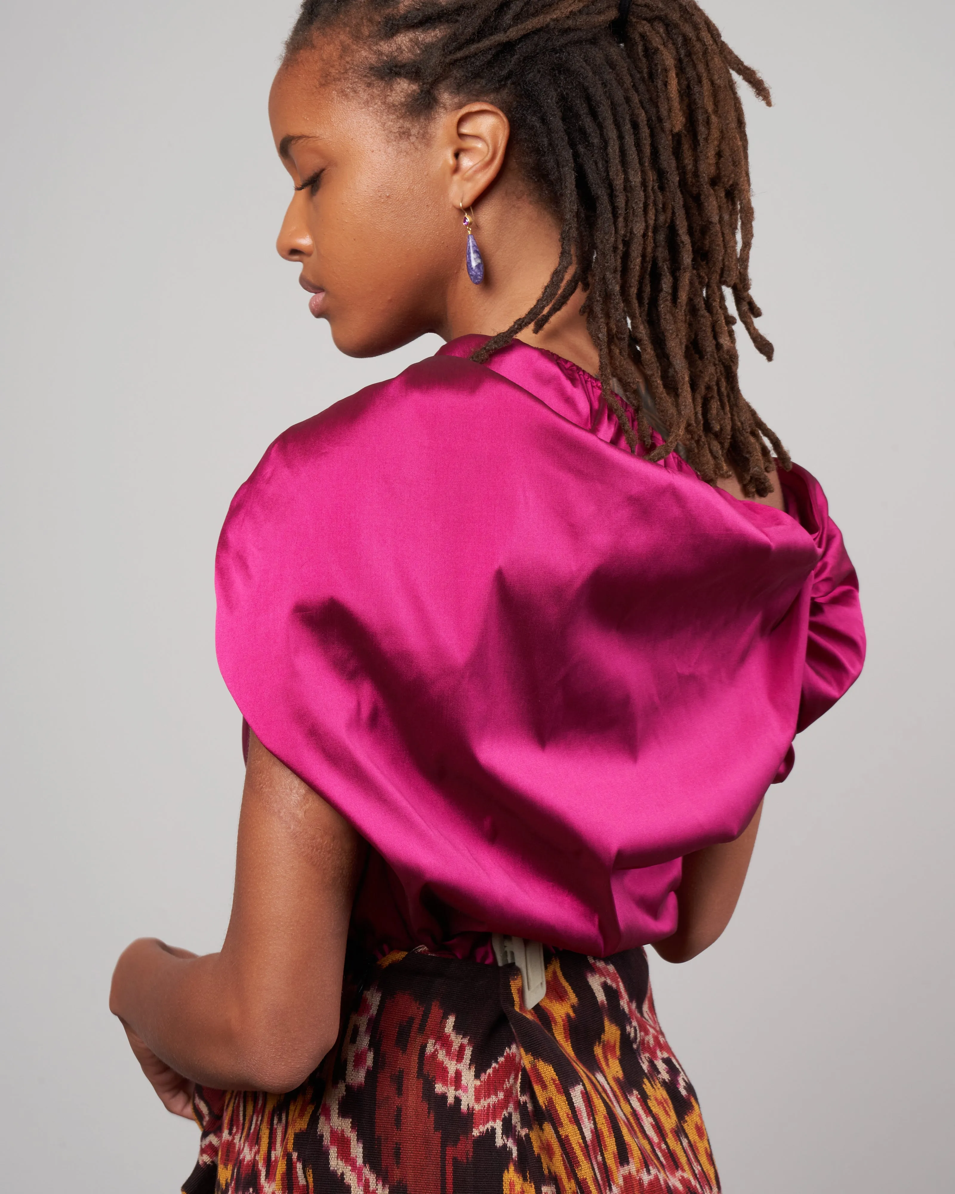 sheridan taffeta top - raspberry