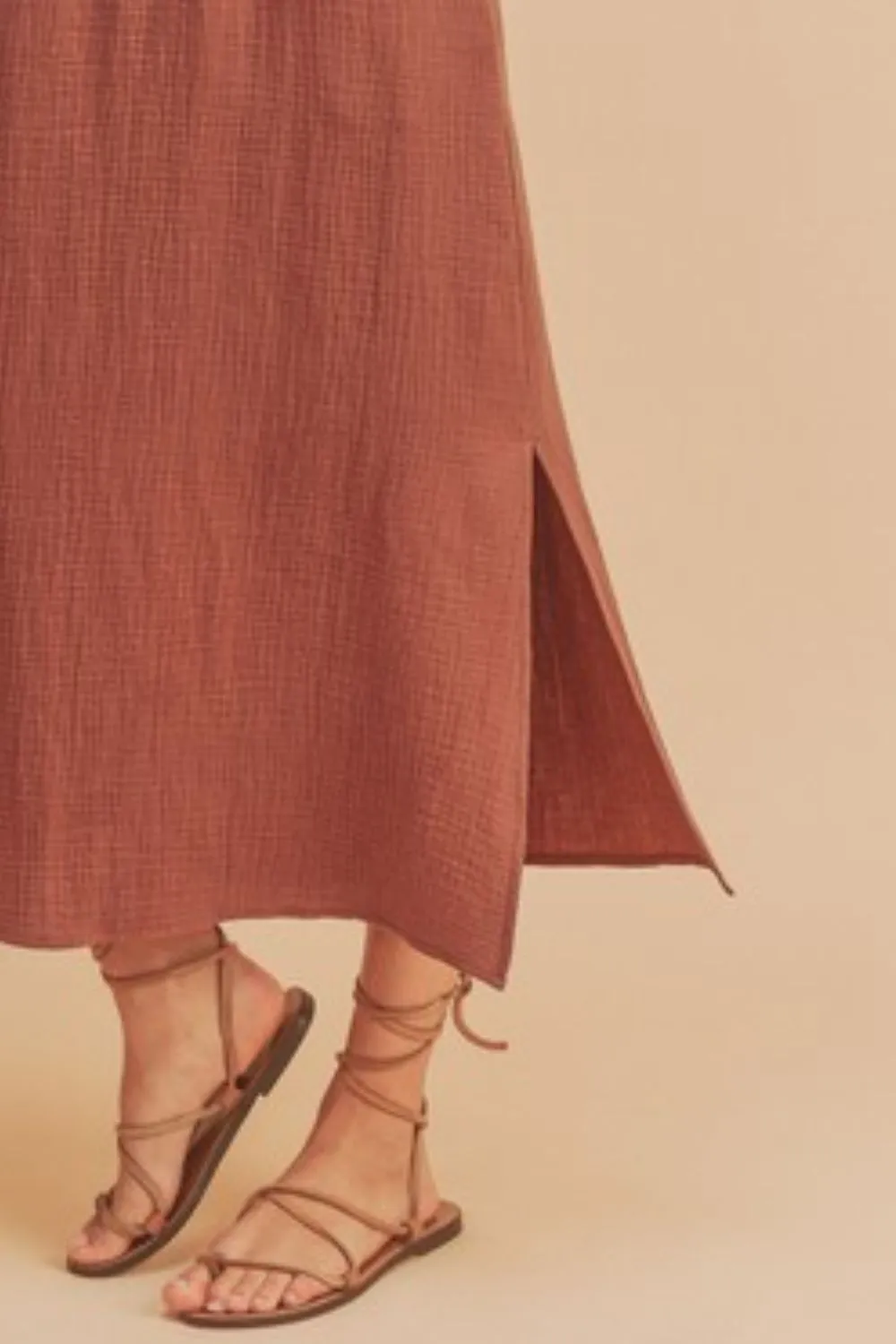 Side Slit Round Neck Sleeveless Tank Dress