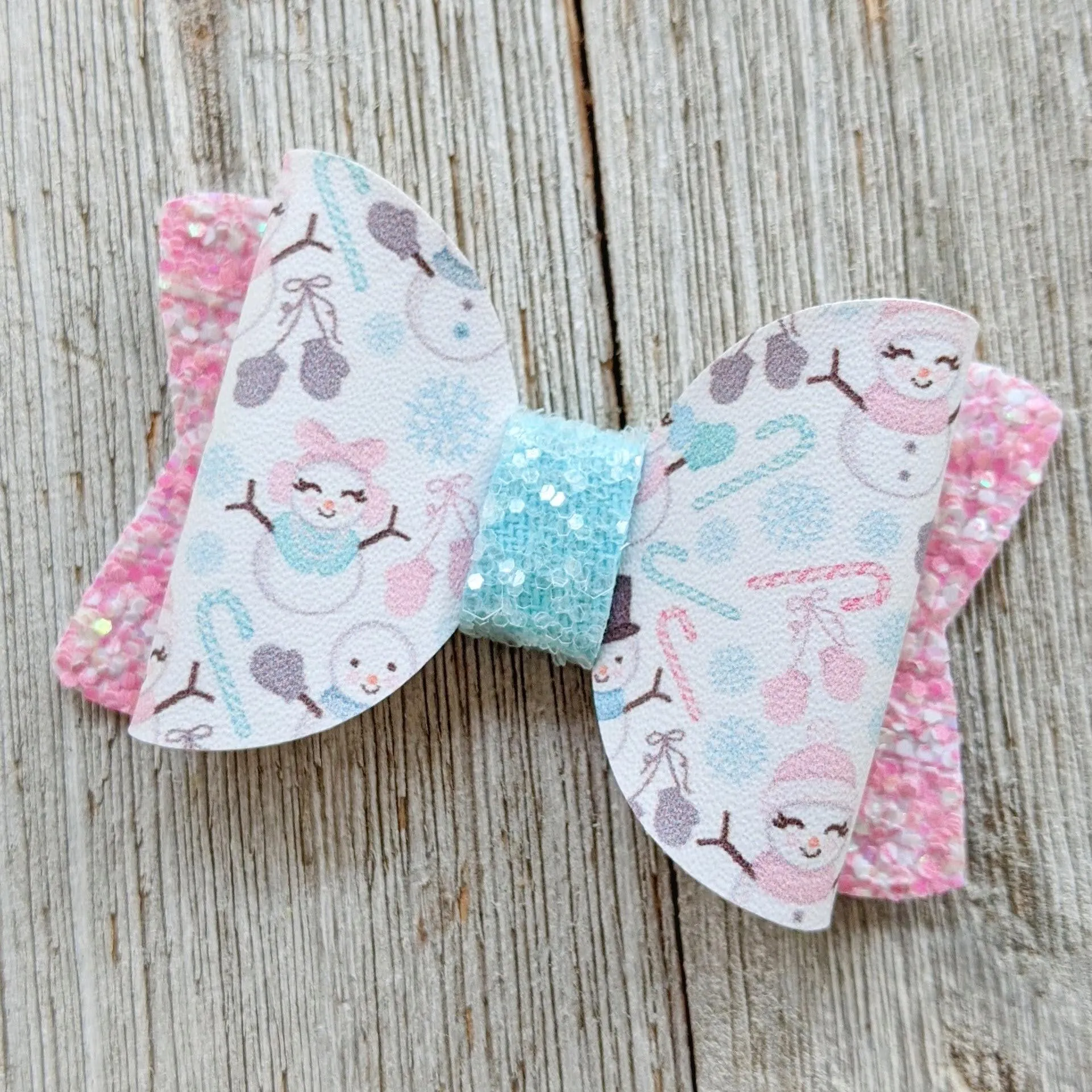 Snowflake Chunky Glitter Bow 2.5"