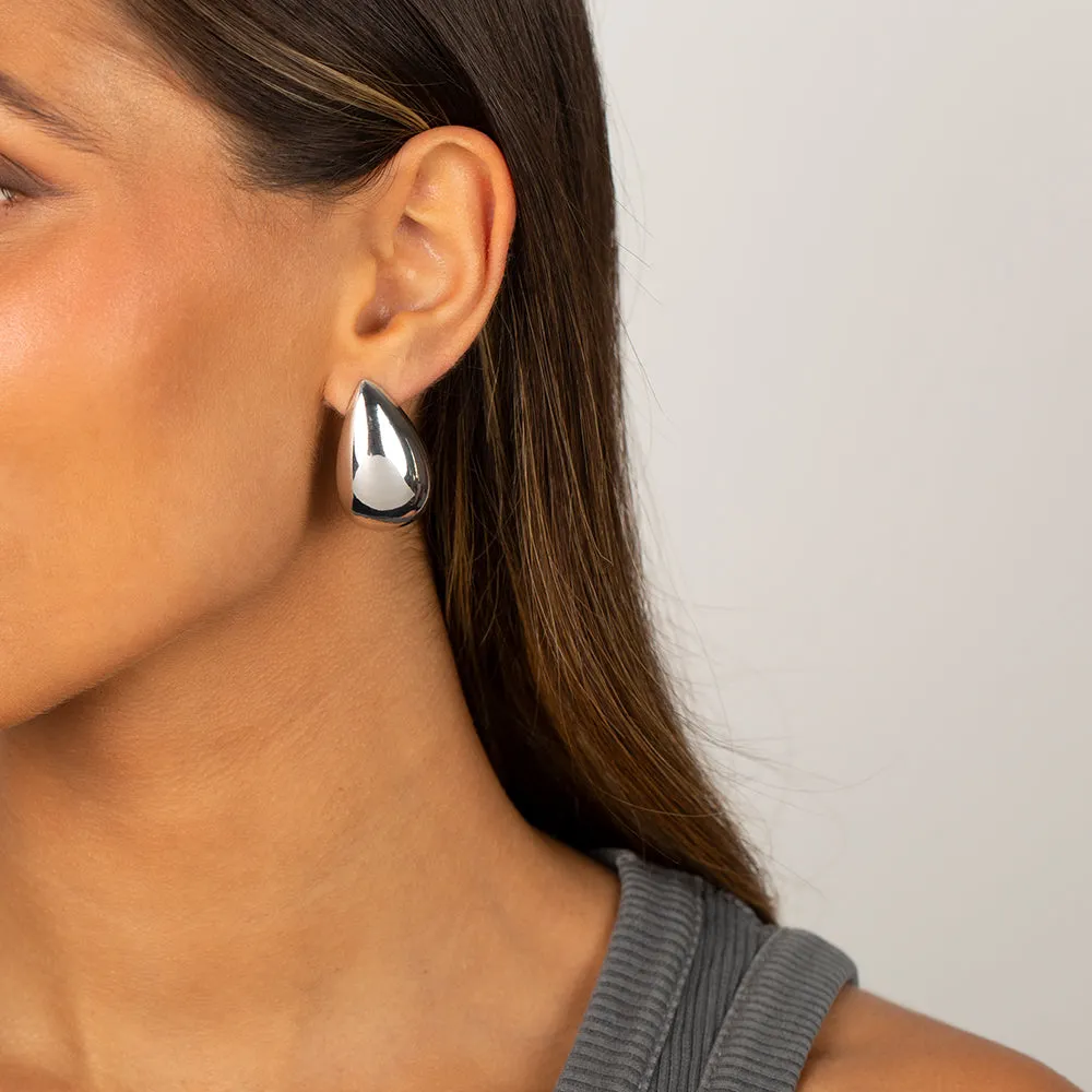 Solid Chunky Teardrop Hoop Earring