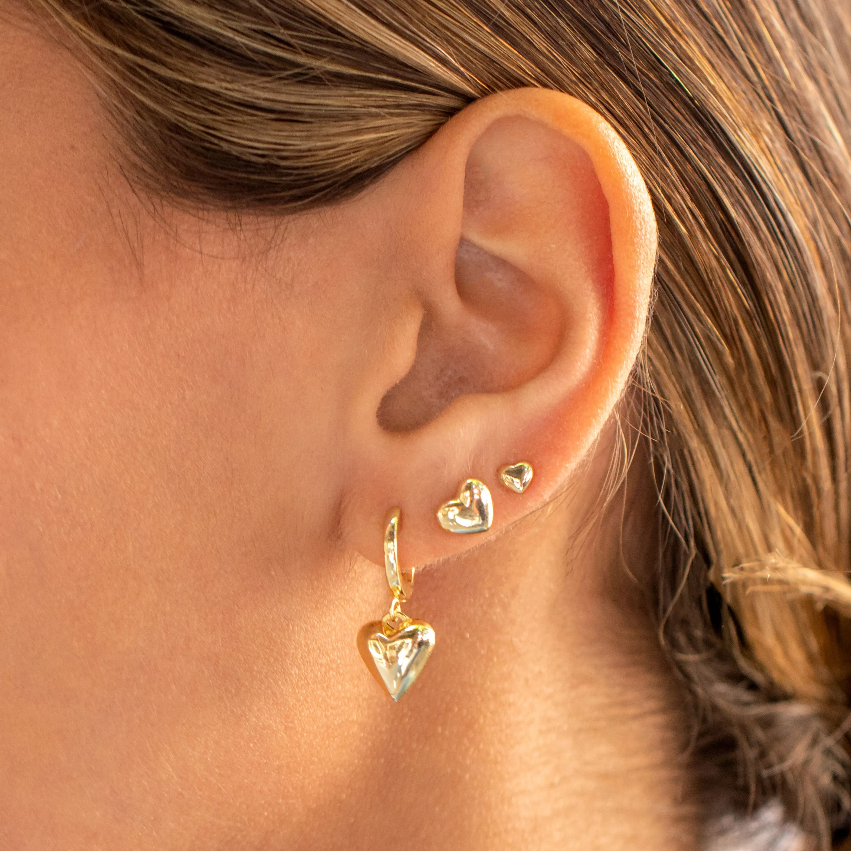 Solid Puffy Heart Stud Earring