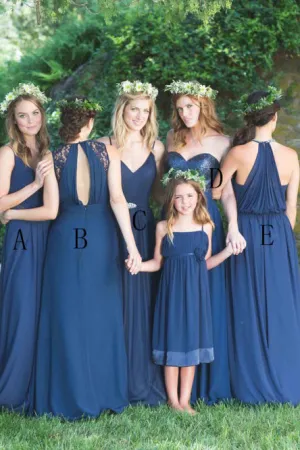 Spaghetti Straps Floor-Length Chiffon Bridesmaid Dress with Pleats OHS071