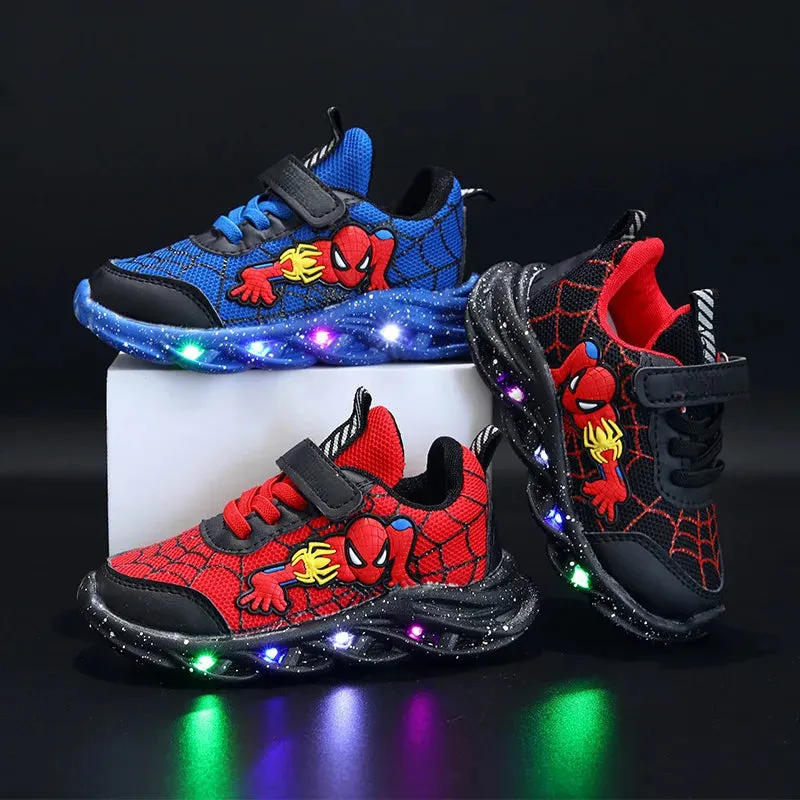 Spiderman Themed LED Sneakers For Boys