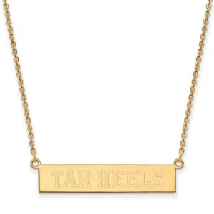 Sterling Silver Gold-plated University of North Carolina Tar Heels Small Bar 18 inch Necklace