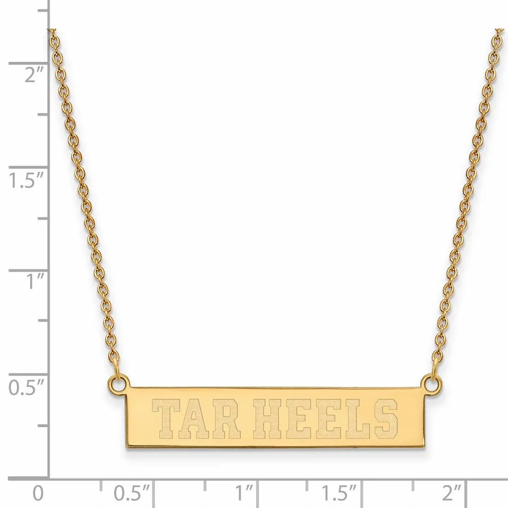 Sterling Silver Gold-plated University of North Carolina Tar Heels Small Bar 18 inch Necklace