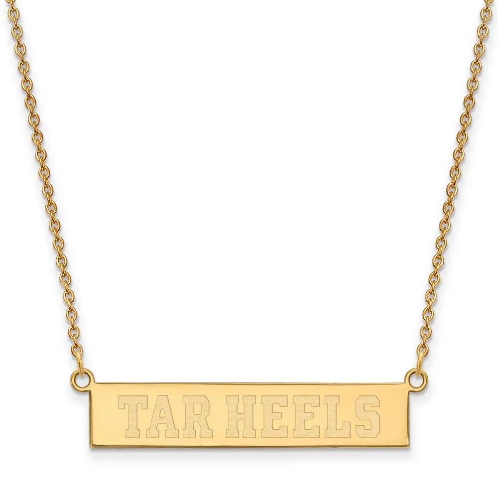 Sterling Silver Gold-plated University of North Carolina Tar Heels Small Bar 18 inch Necklace