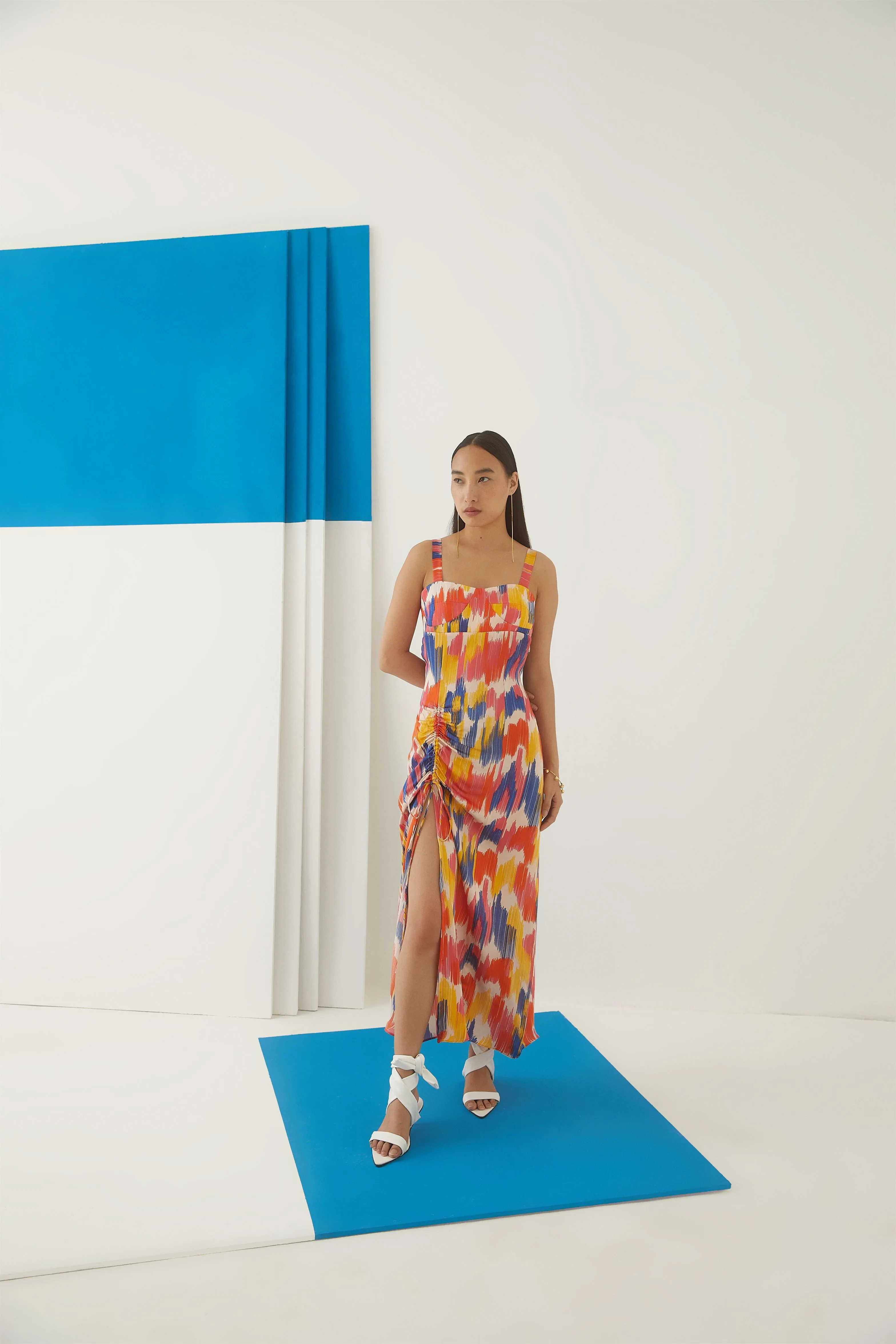 Studio Rigu Karpovki Ikat Strappy Dress Digital Print Vegan Silk Arcadia Collection