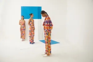 Studio Rigu Karpovki Ikat Strappy Dress Digital Print Vegan Silk Arcadia Collection
