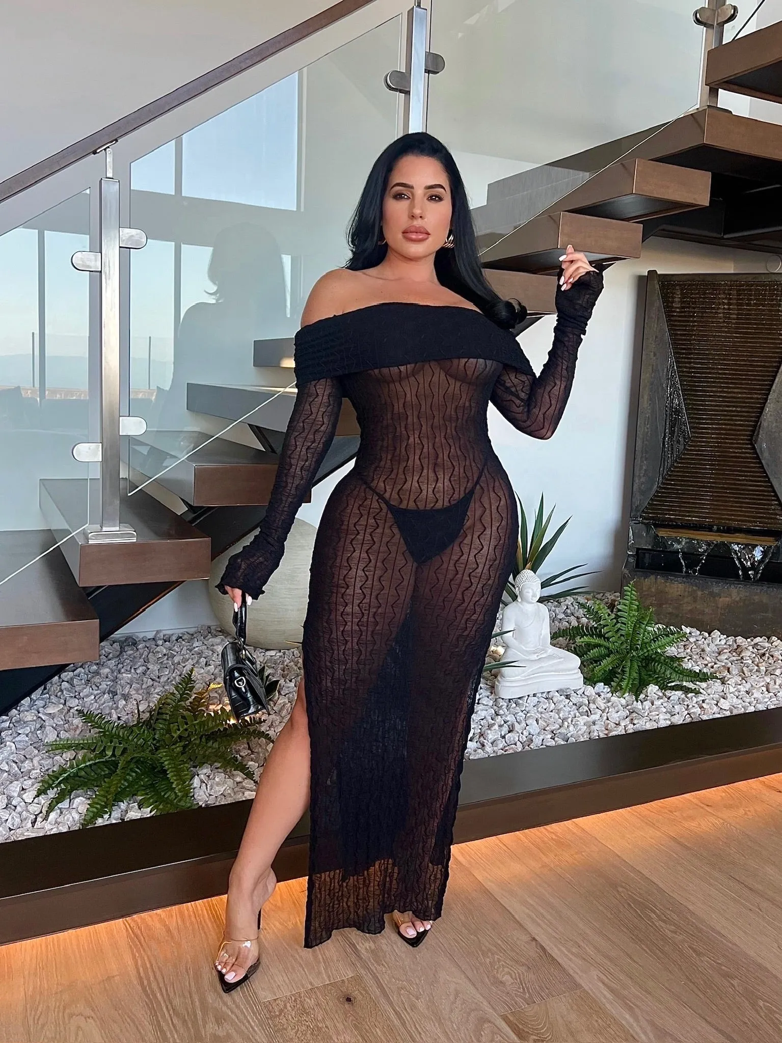 Sugar Rush Mesh Maxi Dress  Black