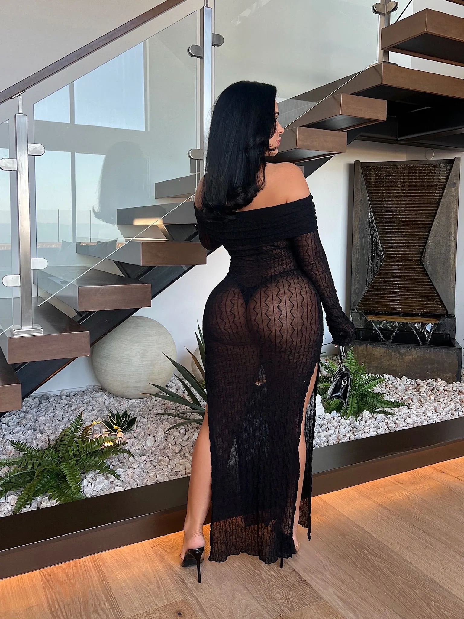 Sugar Rush Mesh Maxi Dress  Black