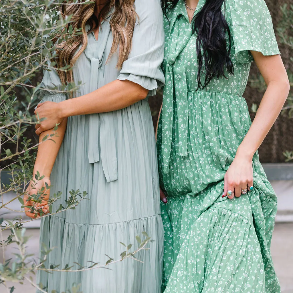 Take Me To Church Tiered Maxi Dress // Green Floral