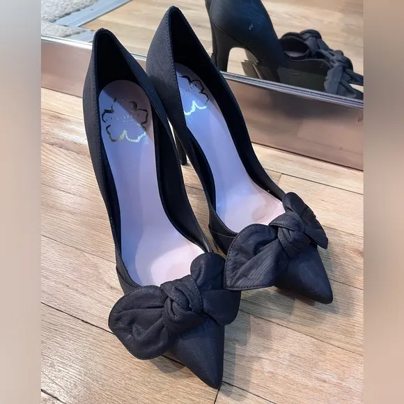 Ted Baker London Hyana Black Satin Bow Heels
