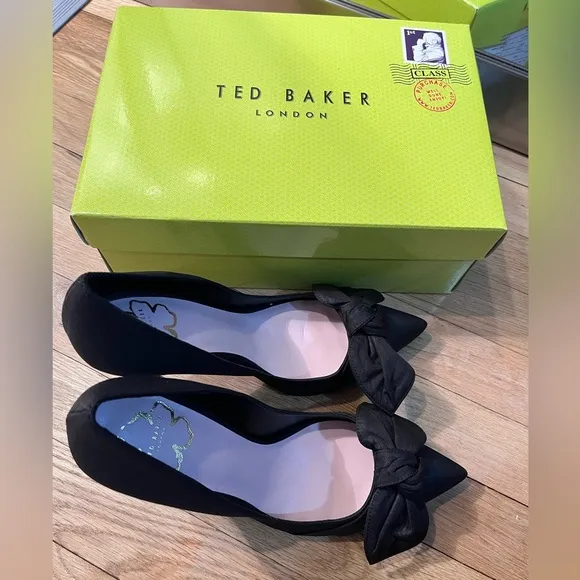 Ted Baker London Hyana Black Satin Bow Heels