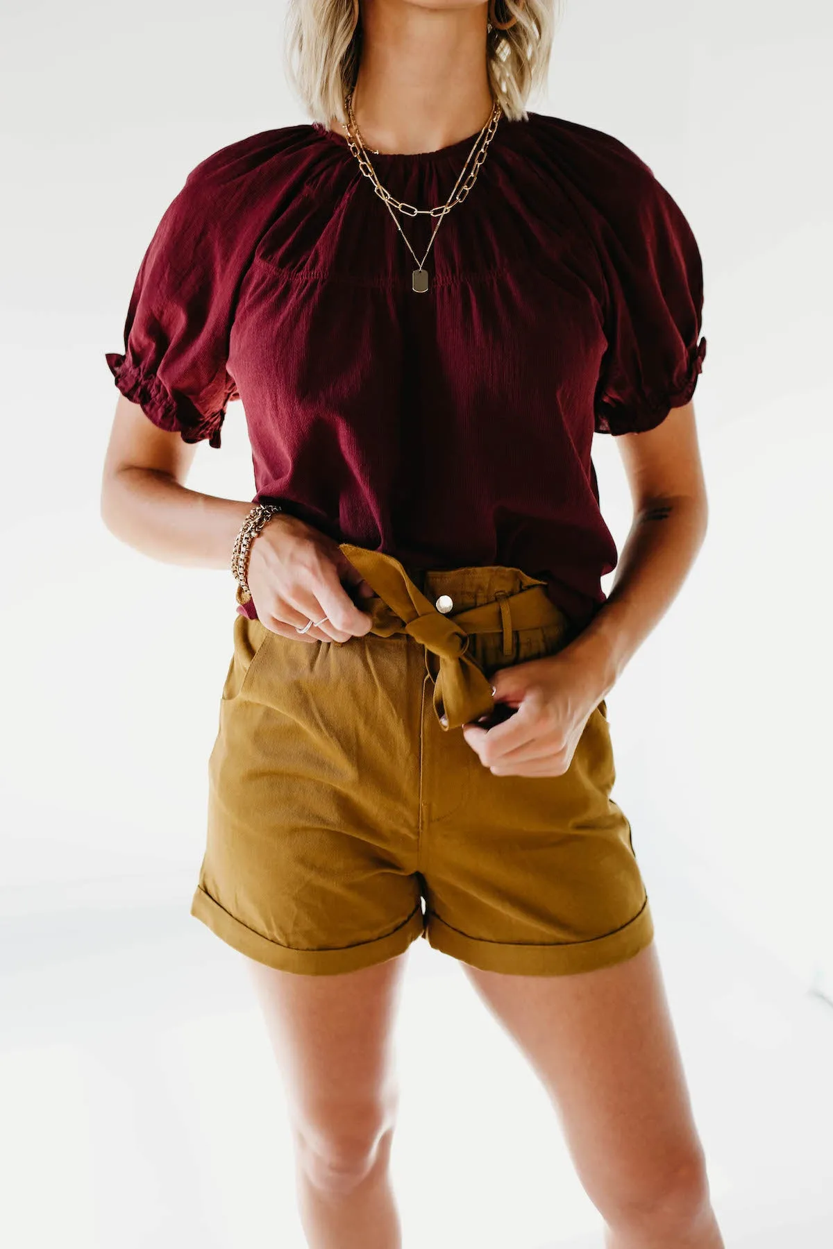 The Clare Paperbag Shorts - Camel