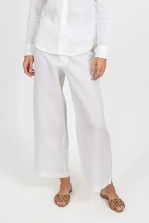 The Hampton Wide Leg Linen Pant - White