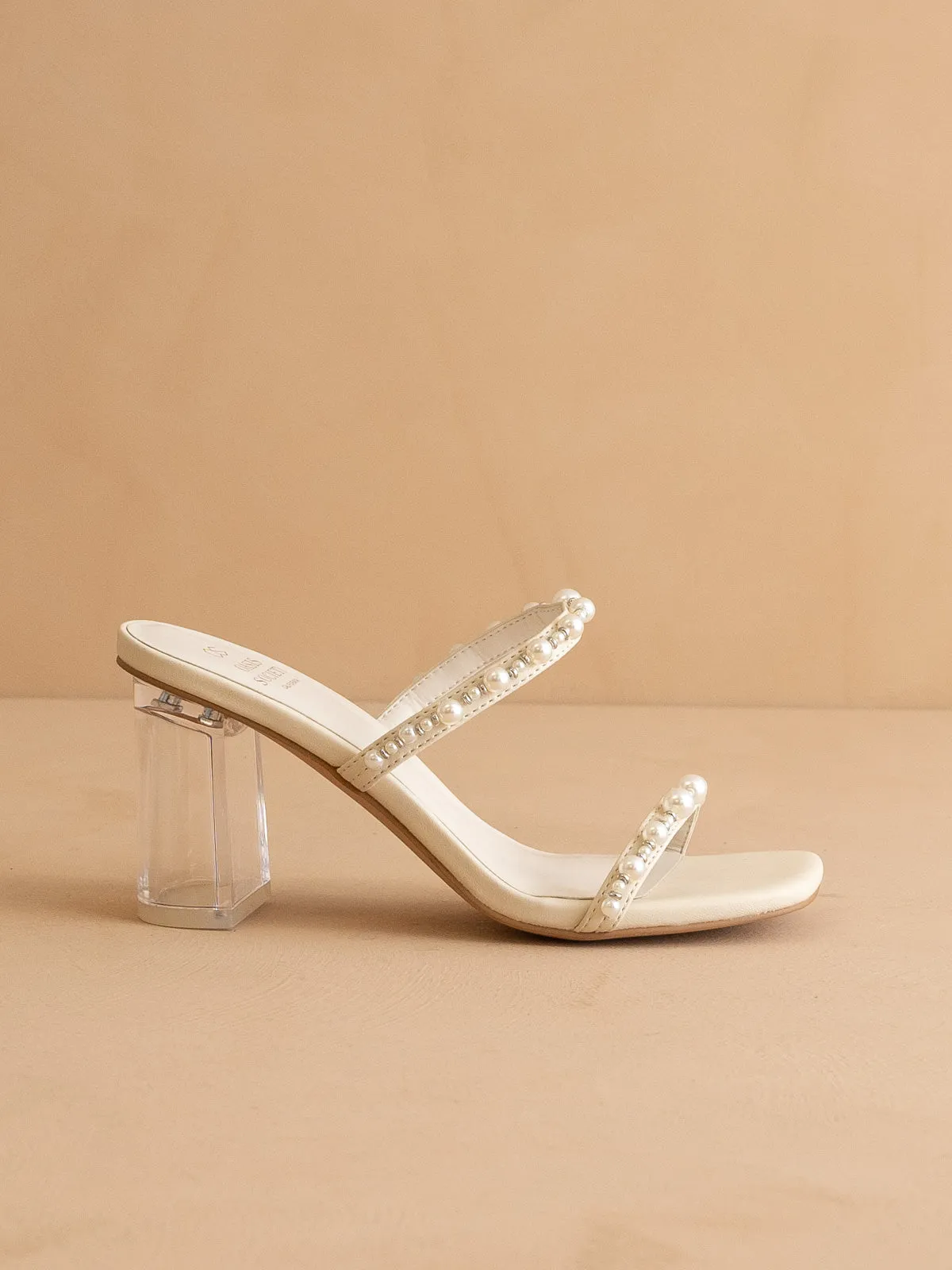 The Mae | Beige Strappy Pearl Heel