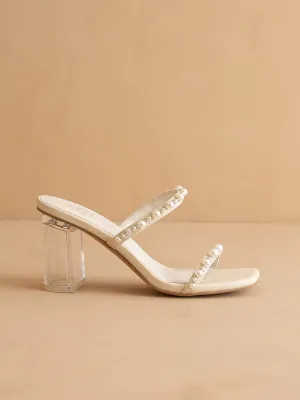 The Mae | Beige Strappy Pearl Heel